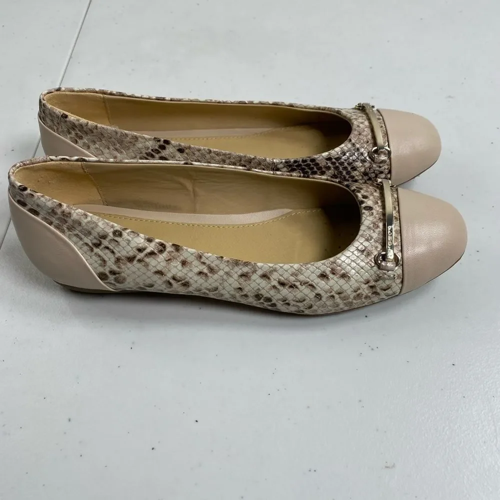 EUC Geox Respira Women’ Snake Print Beige Tan Ballerina Flats Shoes - Size EU 37
